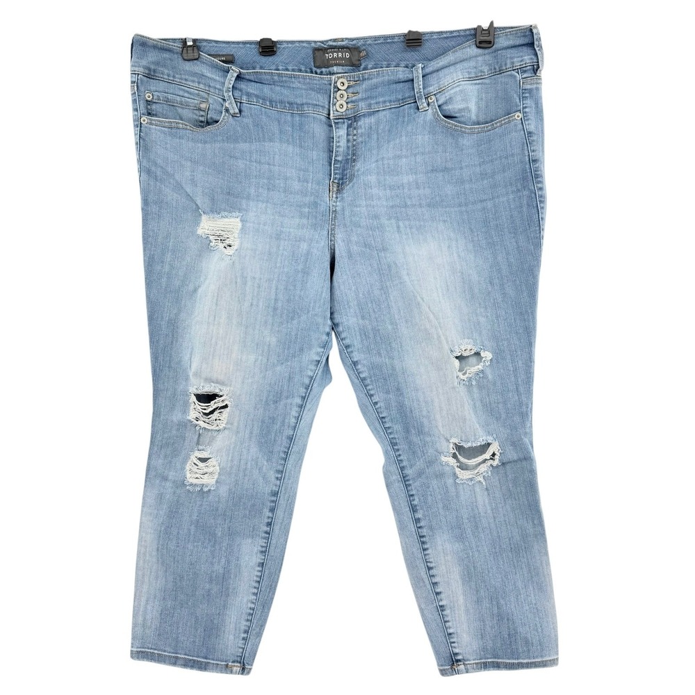 Torrid Women's Stretch Distressed Cropped Jeggings Size 26 Zip Triple-Button Fly